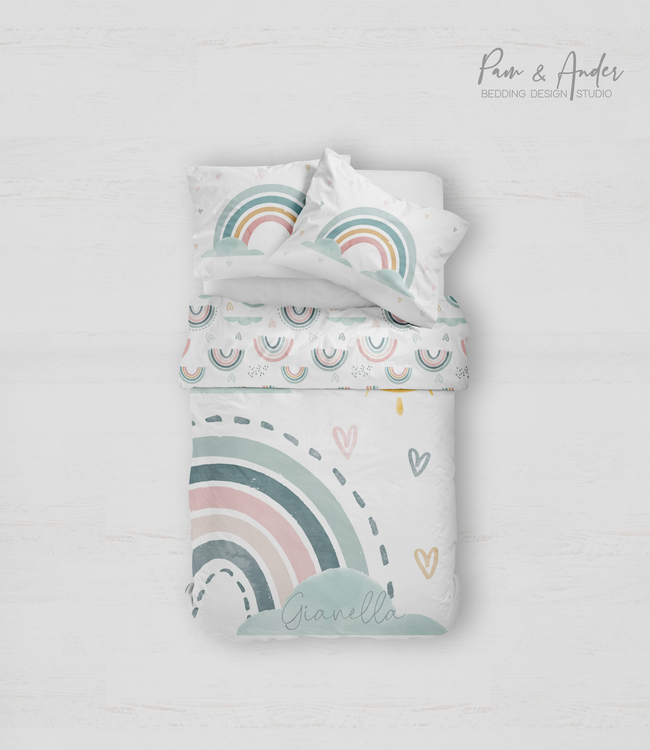 Watercolor rainbow bedding set Hover Image