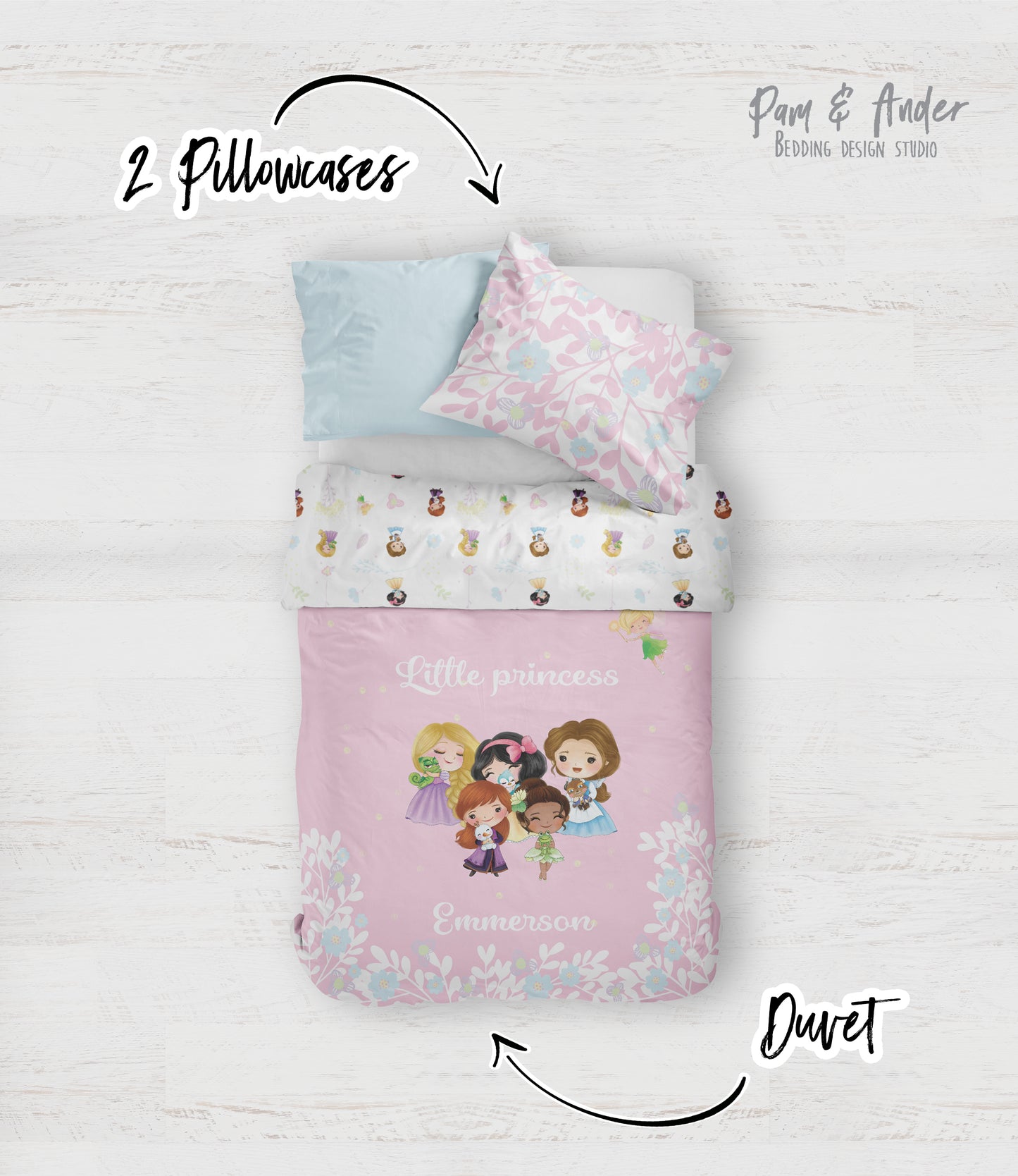 Princesses pink bedding set