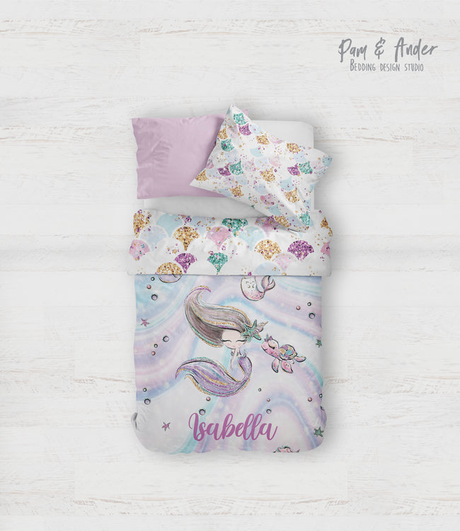 Mermaid glitter bedding set Hover Image