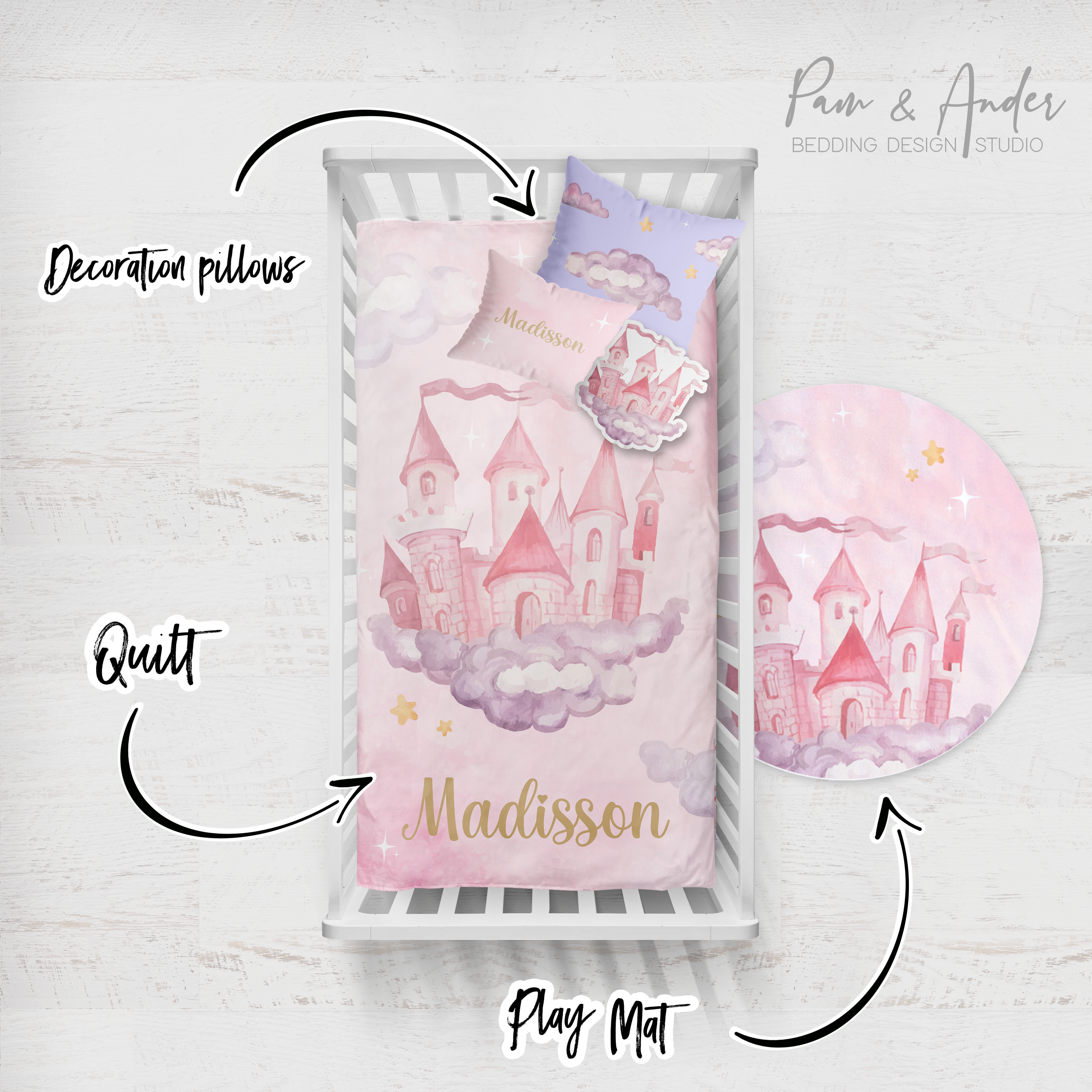 Castle in the clouds baby bedding set