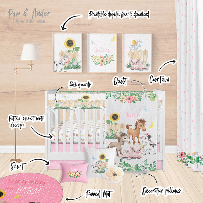Farm for girl Crib Bedding Set Main Image
