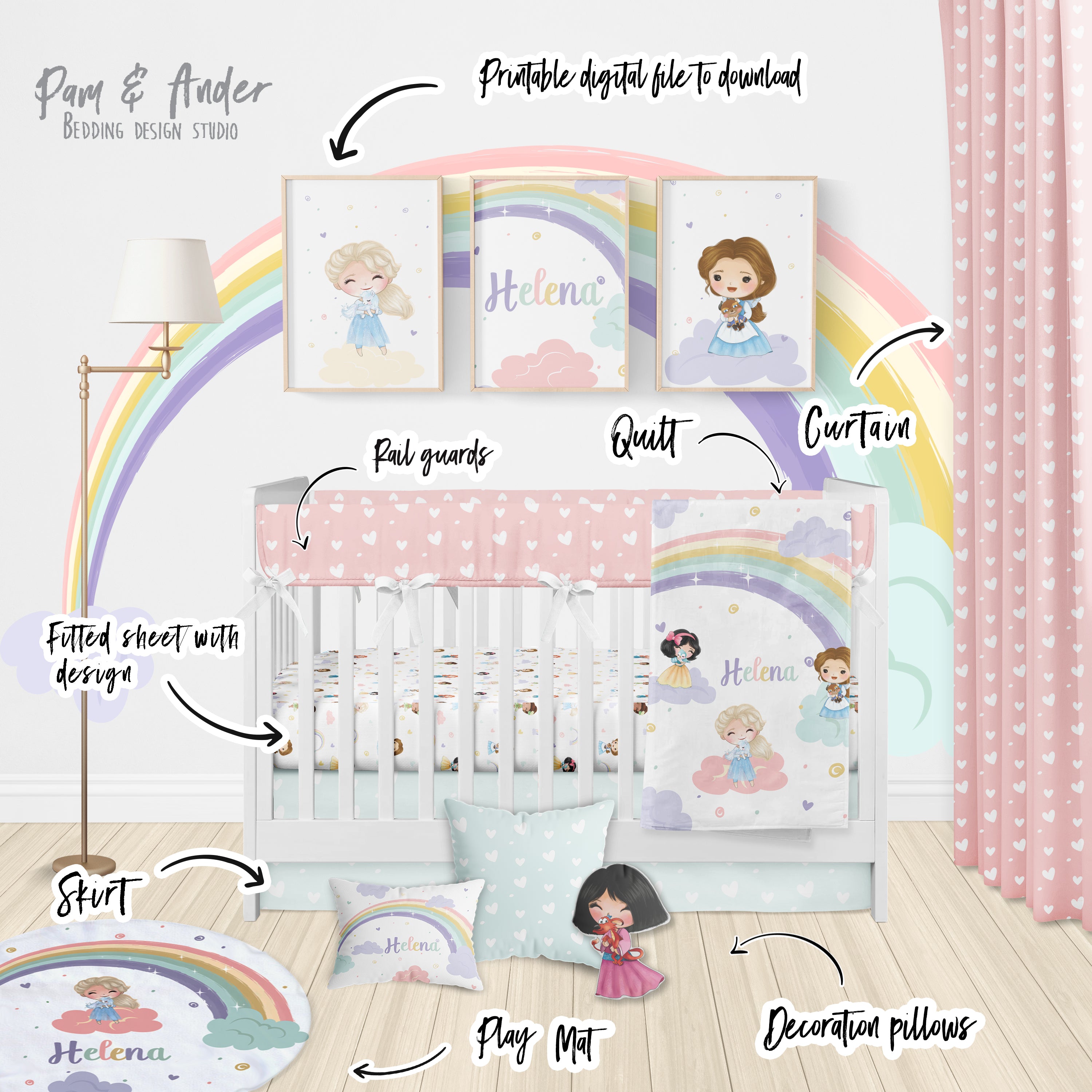 Princesses Crib Bedding Set