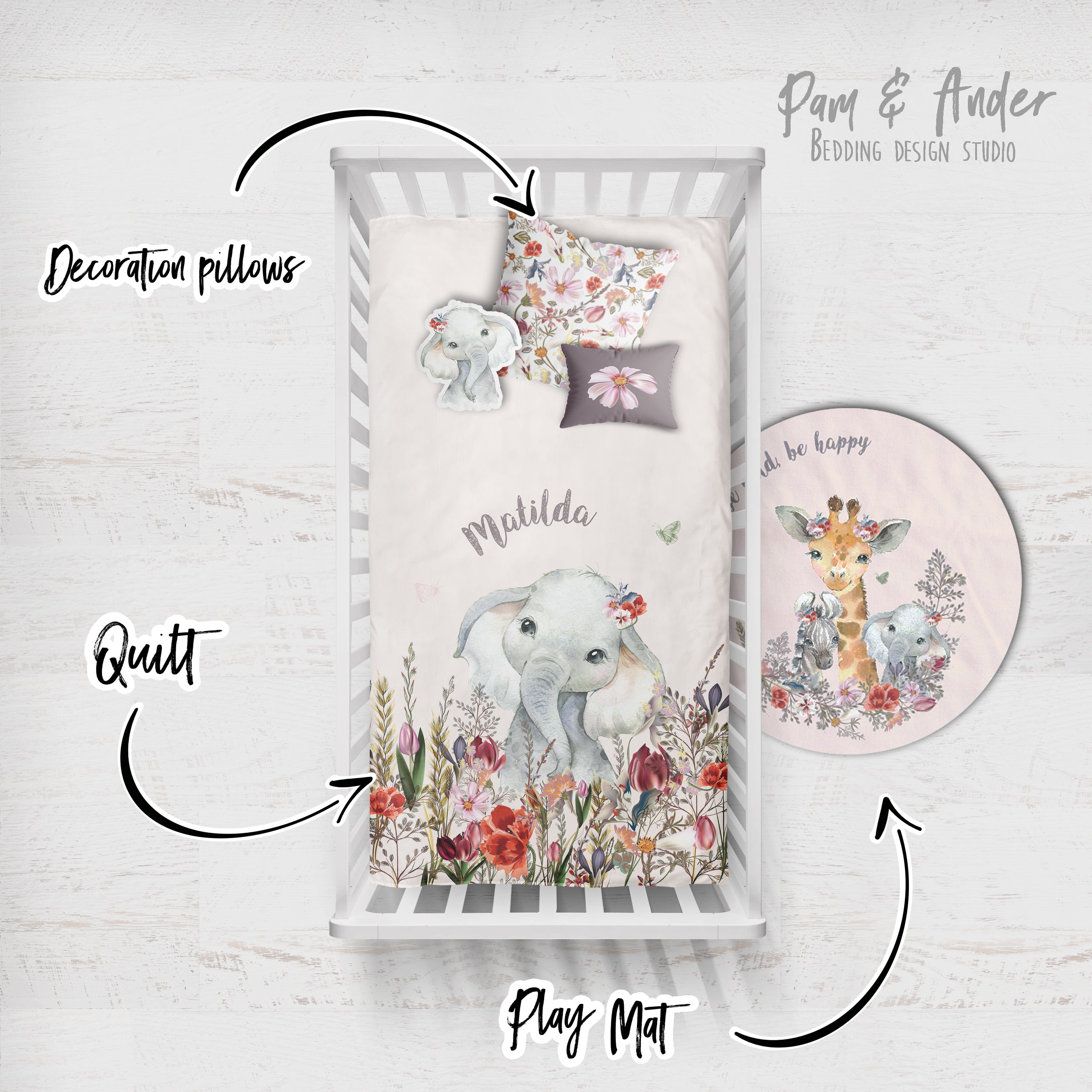 Elephant baby Crib Bedding Set