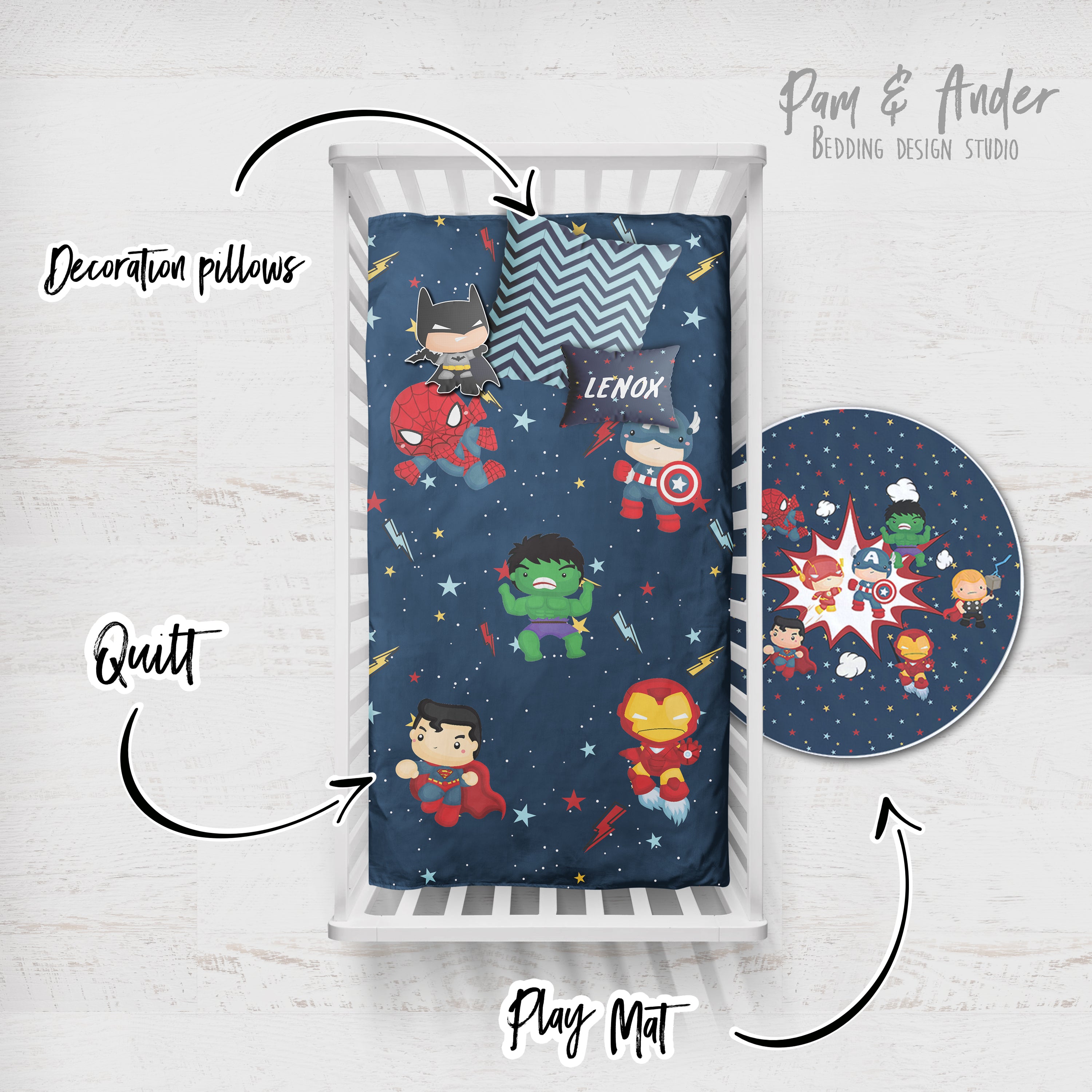 Superheroes Crib Build your Bundle