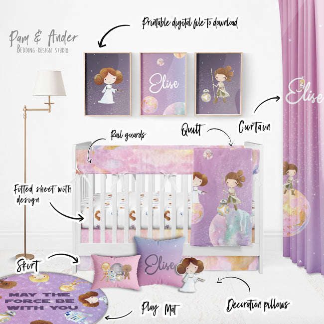 Star Wars For Girl Crib Bedding Set Main Image