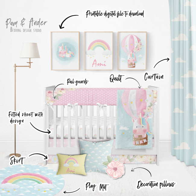Unicorn Crib Pink Bedding Set Main Image