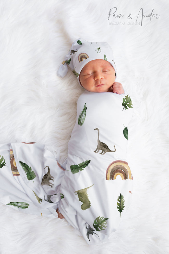 Dino Rainbow Baby Unisex Swaddle Set Hover Image