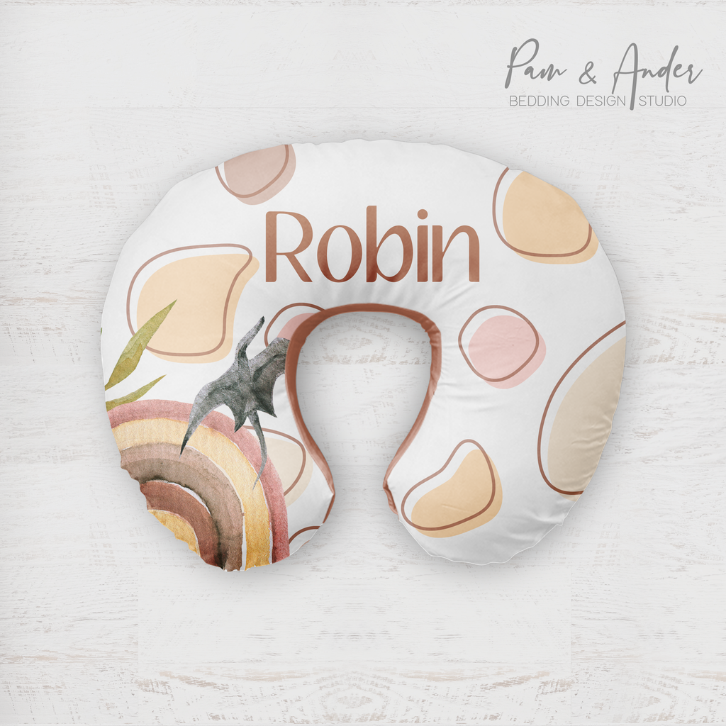 Dinosaur and Rainbows Boppy pillow cover Pam and Ander