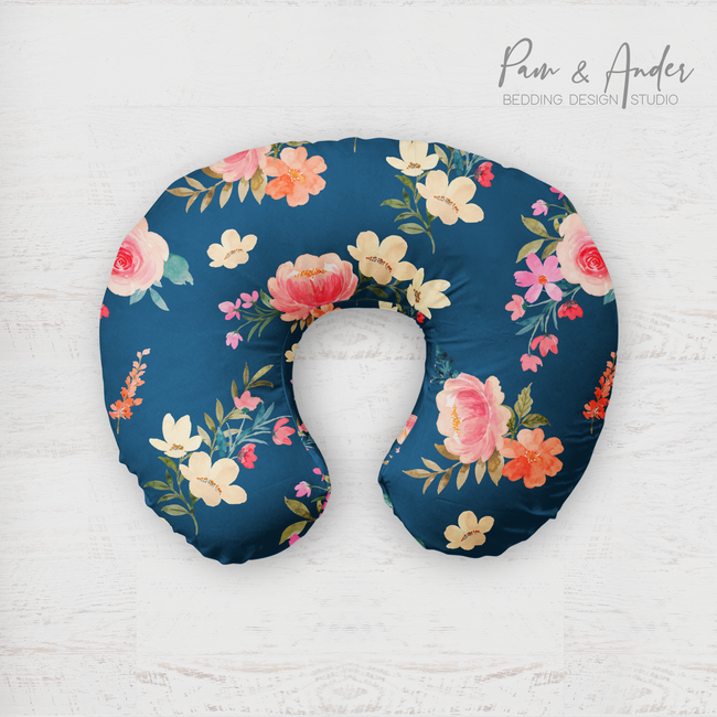 Flowers Blue Boppy pillow cover Hover Image