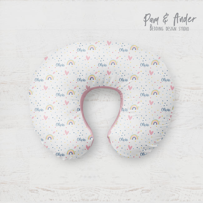 Rainbow boppy pillow cover Hover Image