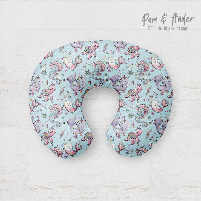 Mermaid glitter boppy pillow cover Hover Image