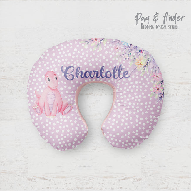 Dino girl boppy pillow cover Hover Image