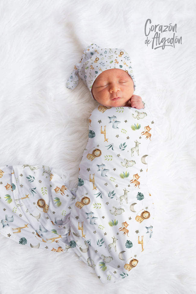 Safari Baby Boy Swaddle Set Hover Image