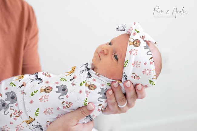 Jungle Baby Girl Swaddle Set Hover Image