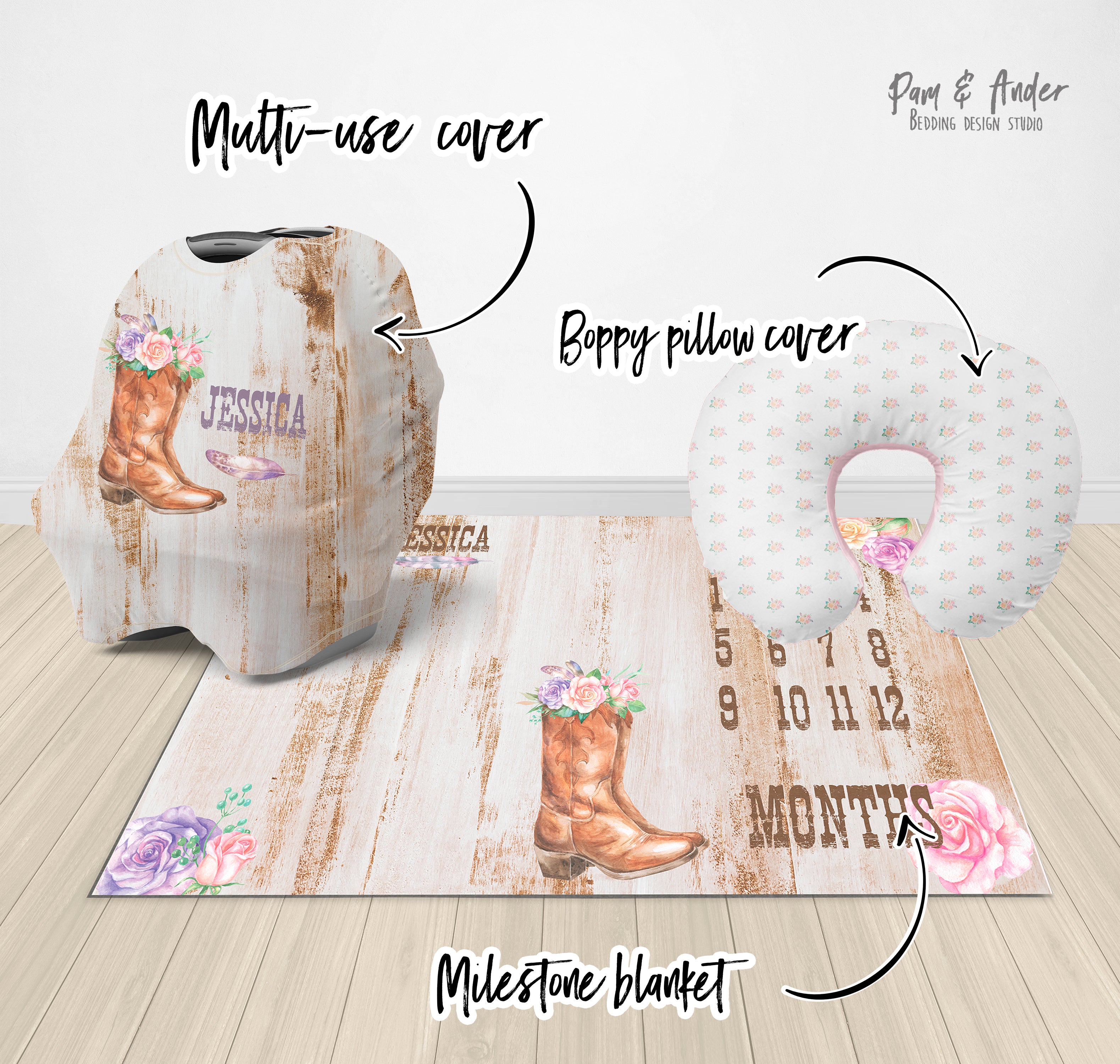 Cowgirl Mauve Crib bedding Set