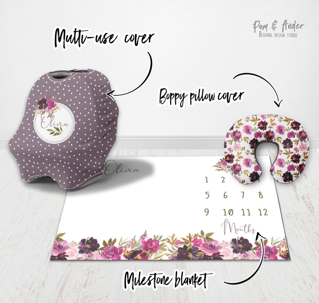 Flower Mauve Crib Bedding Set set