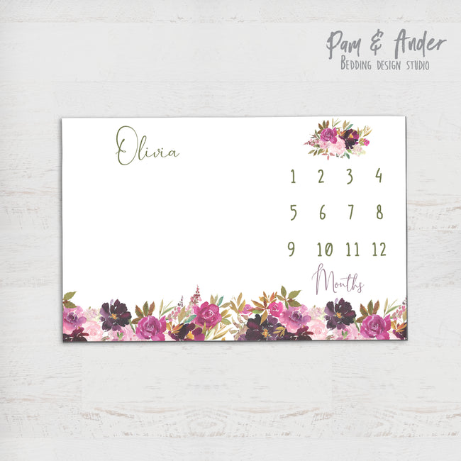 Flower purple milestone blanket Hover Image