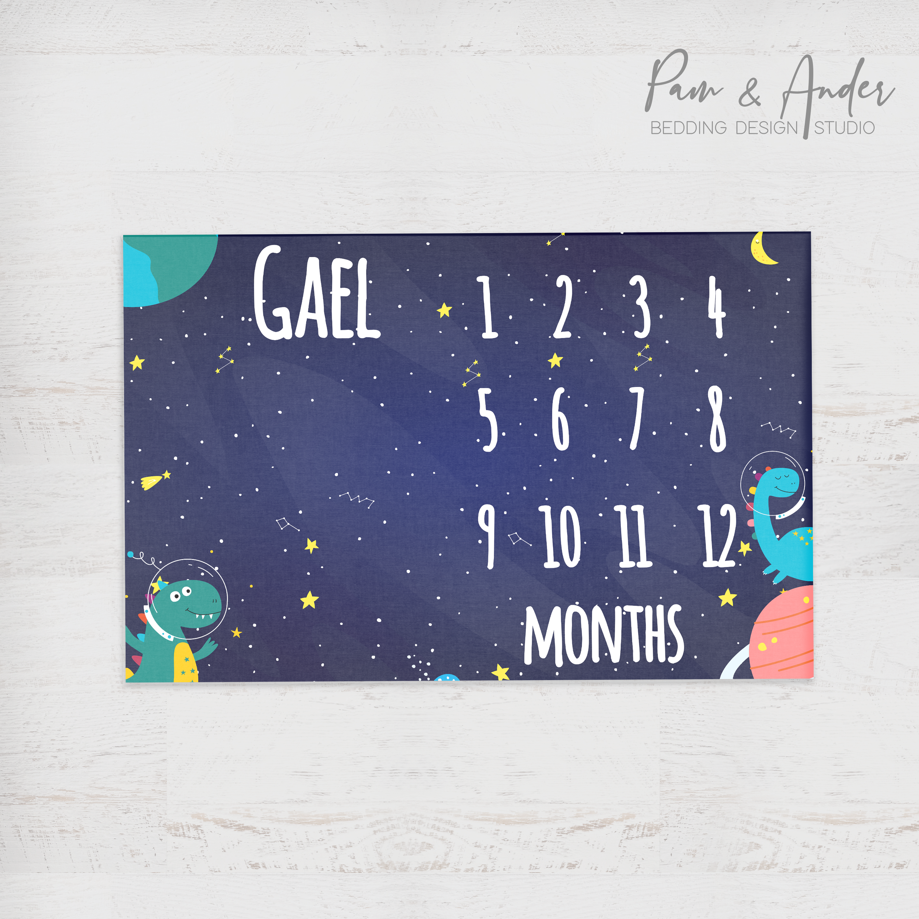 Space Dinosaur Milestone blanket