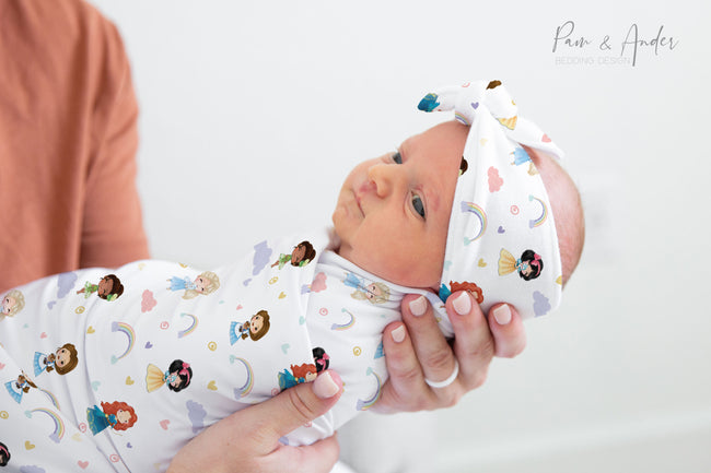 Rainbow Princess Baby Girl Swaddle Set Hover Image