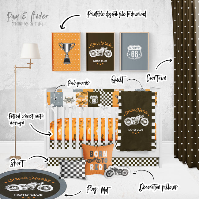 Motorcycle Crib Bedding Set Main Image