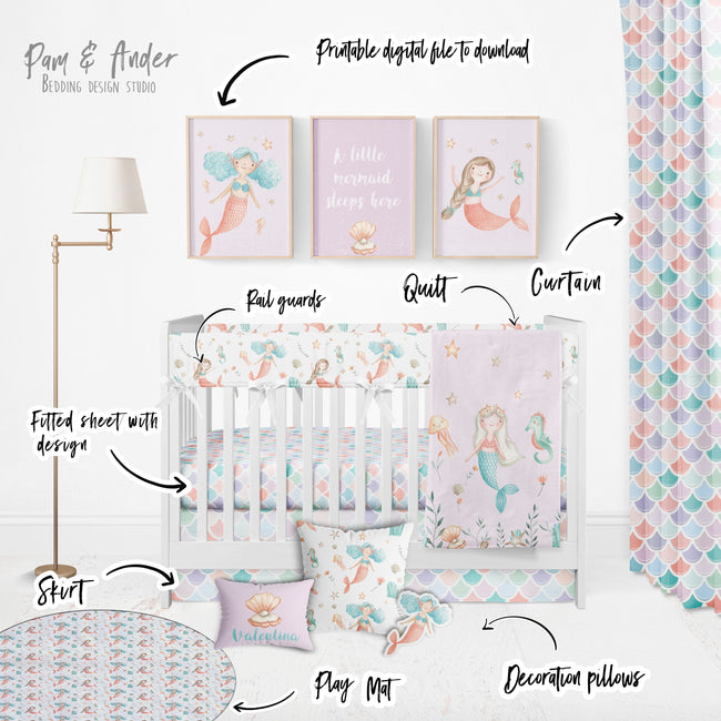 Mermaid Crib Bedding Set Main Image