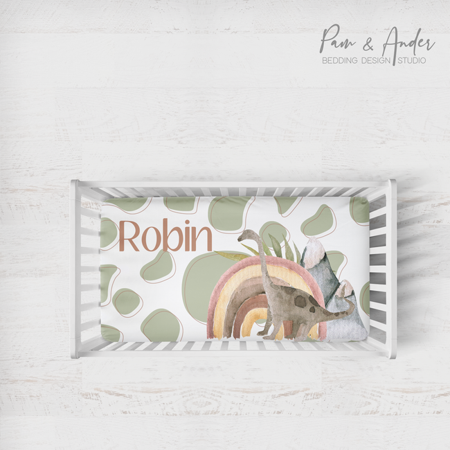 Dinosaur and Rainbows Fitted sheet Hover Image