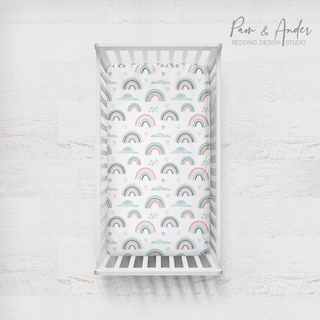 Watercolor rainbow fitted sheet