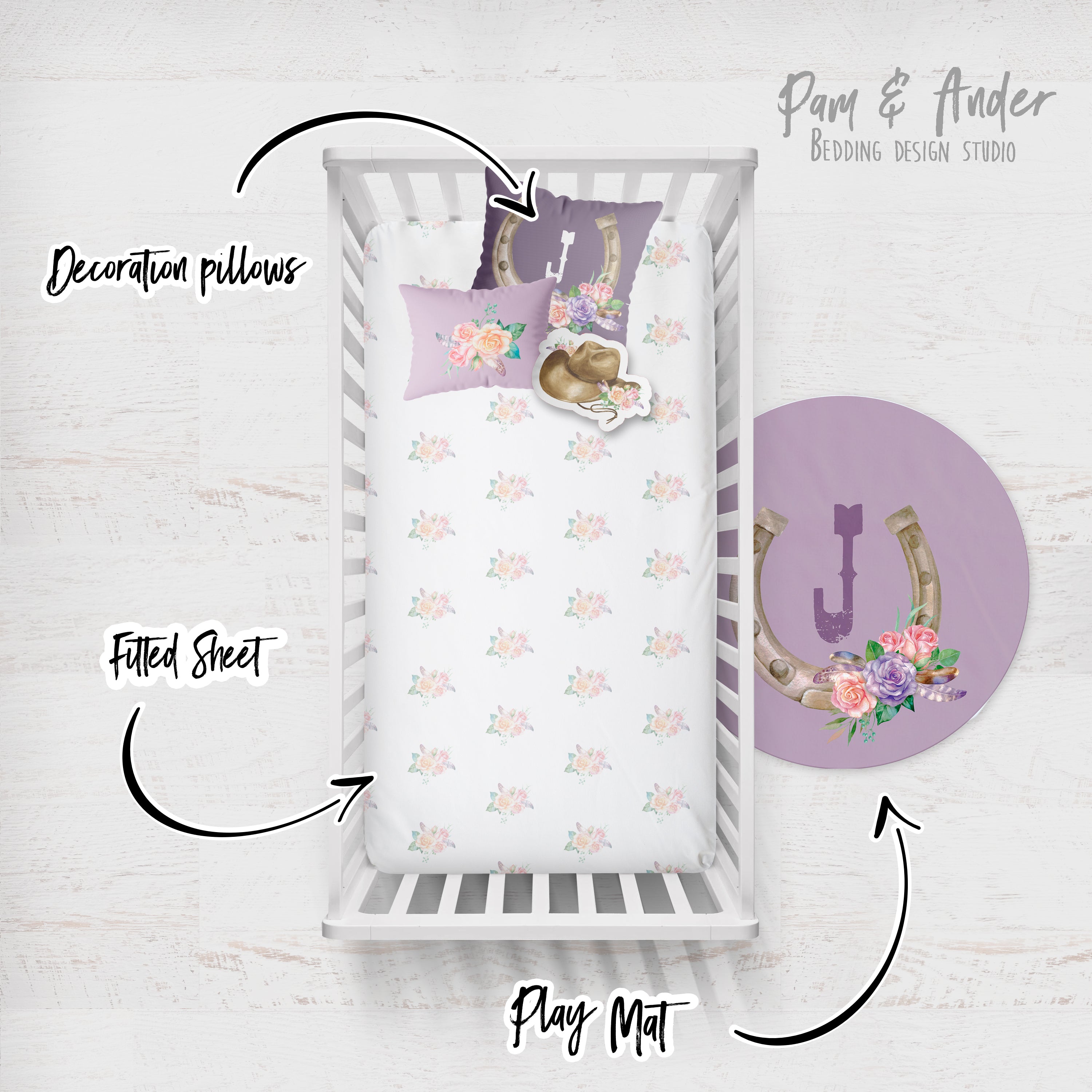 Cowgirl Mauve Crib bedding Set