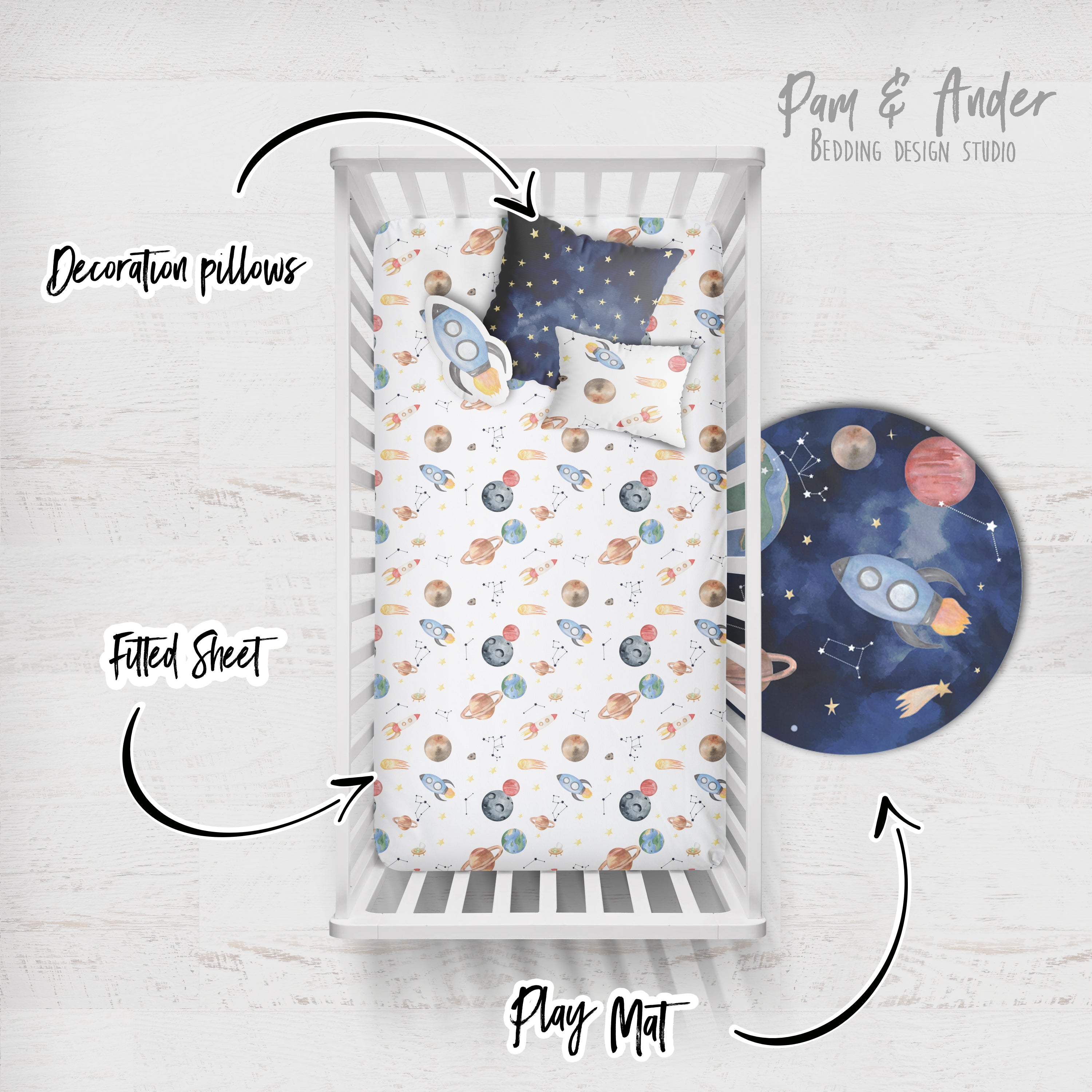 Outer Space and Astronaut Crib Bedding Set