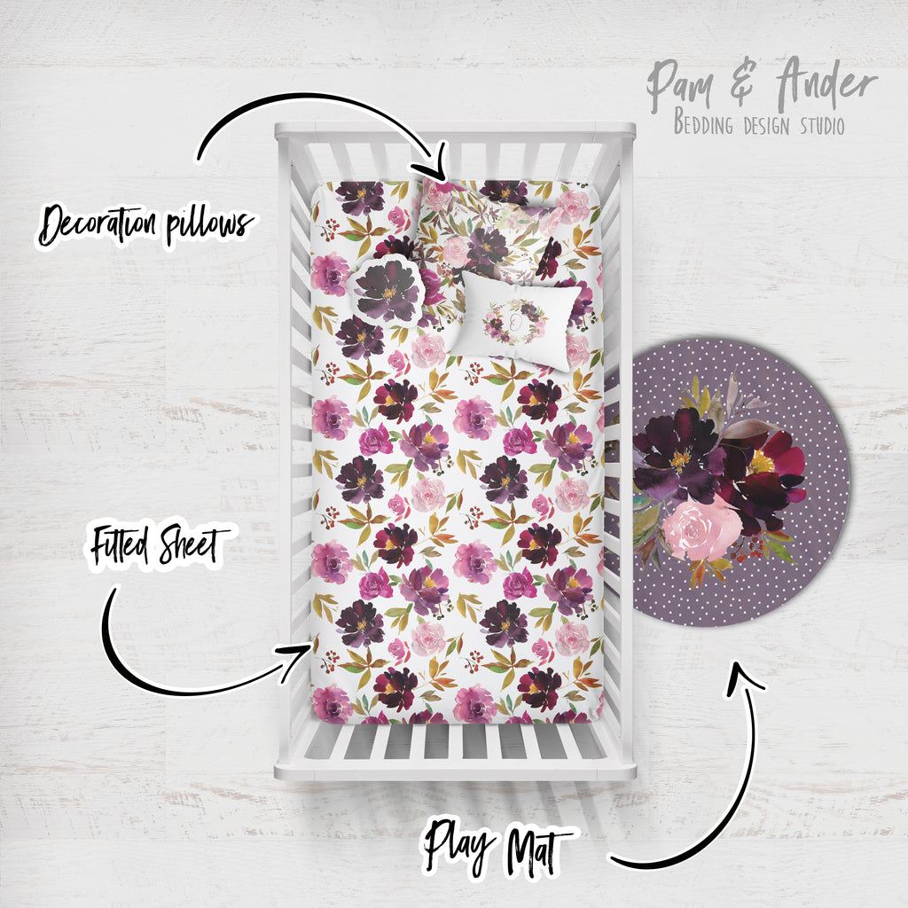 Flower Mauve Crib Bedding Set set