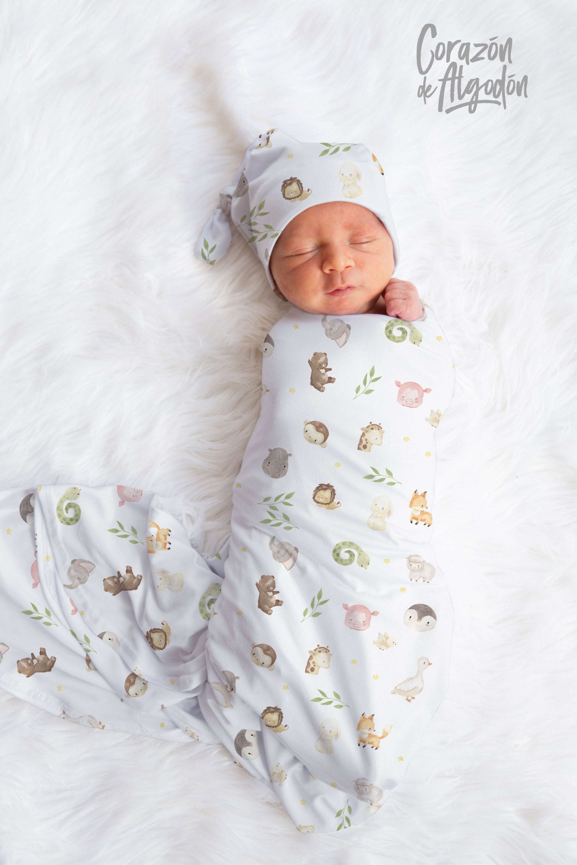 Cute Animals Baby Boy Swaddle Set