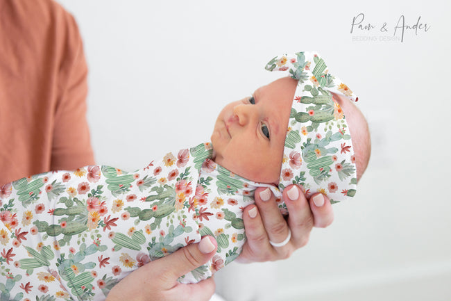Cactus Baby Girl Swaddle Set Hover Image