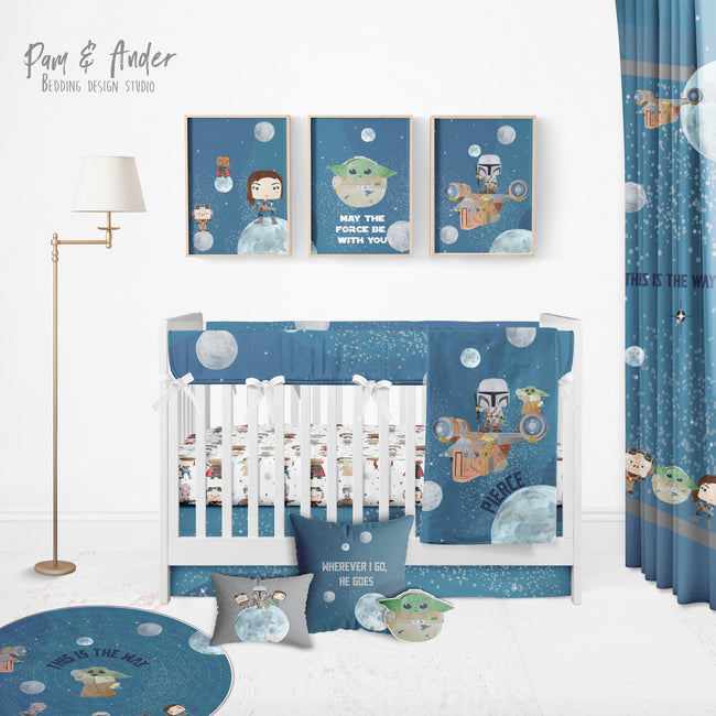 Baby Yoda the Mandalorian Crib Bedding Set Hover Image