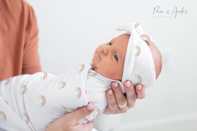 Rainbow Baby Girl Swaddle Set Hover Image