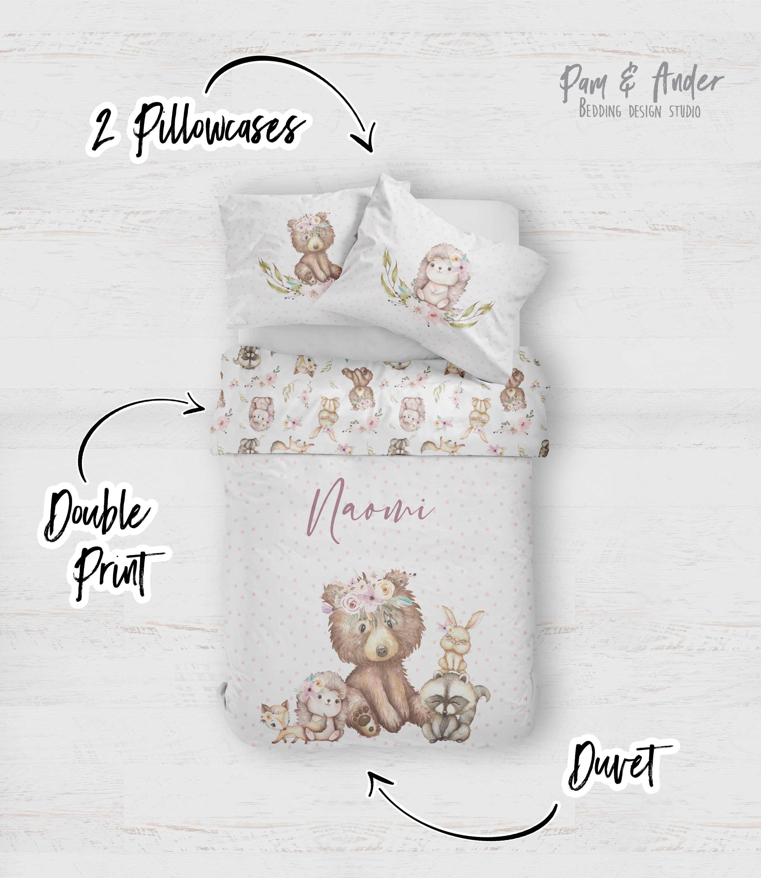 Flower bear bedding set