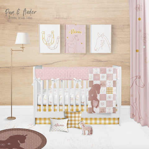 Cowgirl pink Crib Bedding Set