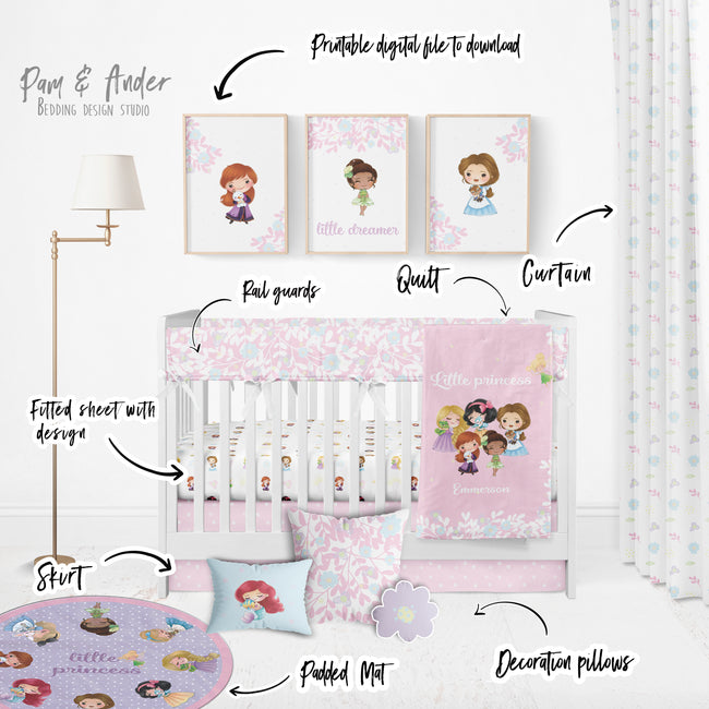 Princesses Crib Pink Bedding Set Main Image