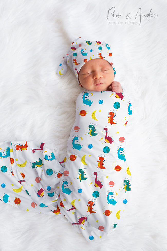 Space Dino Baby Boy Swaddle Set Hover Image