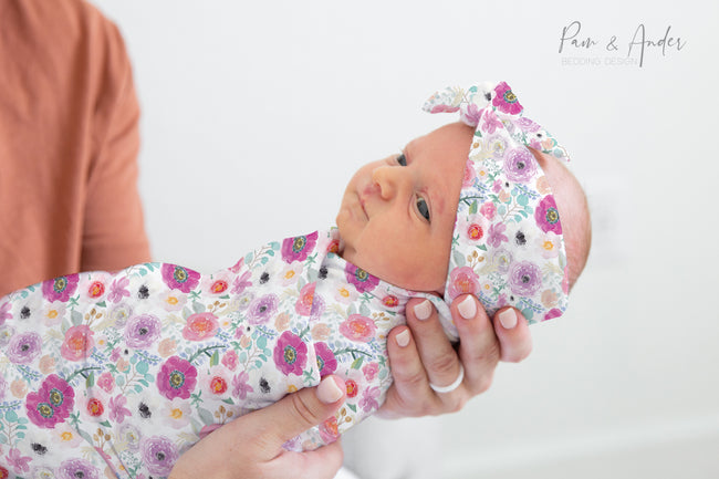 Floral 4 Baby Girl Swaddle Set Hover Image