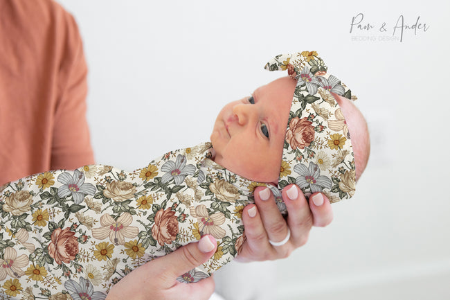 Vintage 1 Baby Girl Swaddle Set Hover Image