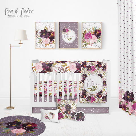 Flower Mauve Crib Bedding Set set