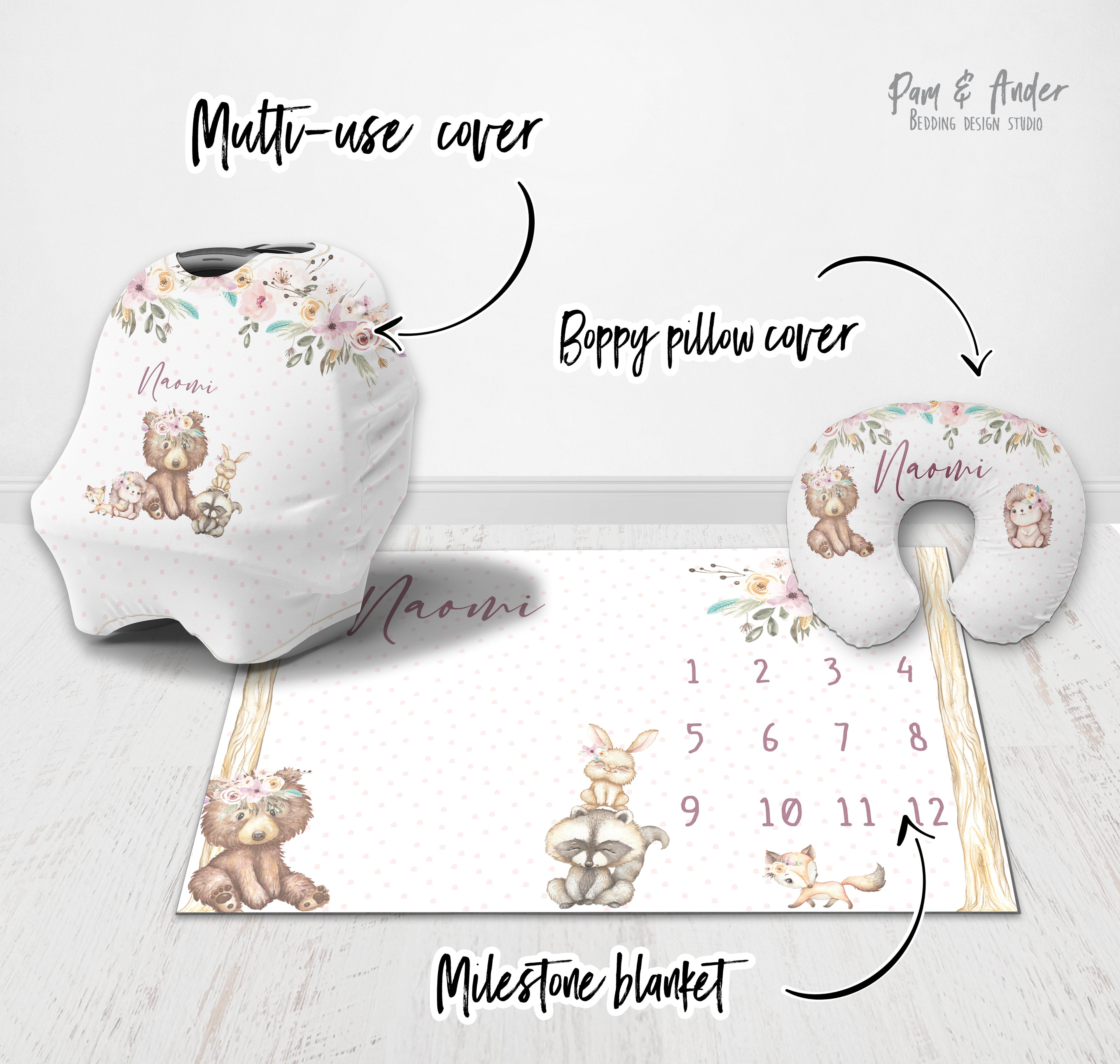 Bear and Flowers Crib Bedding Set