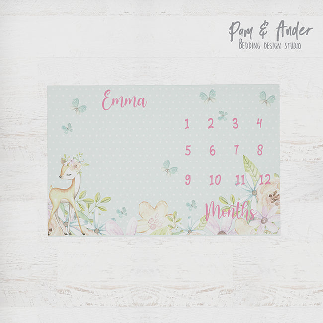 Woodland Animals Milestone Blanket Hover Image