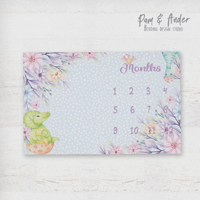 Dino girl milestone blanket Hover Image