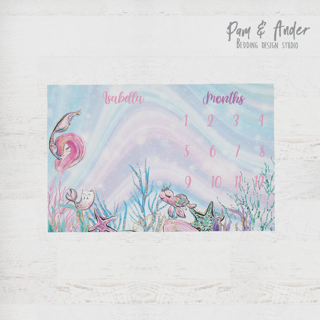 Mermaid glitter milestone blanket Hover Image