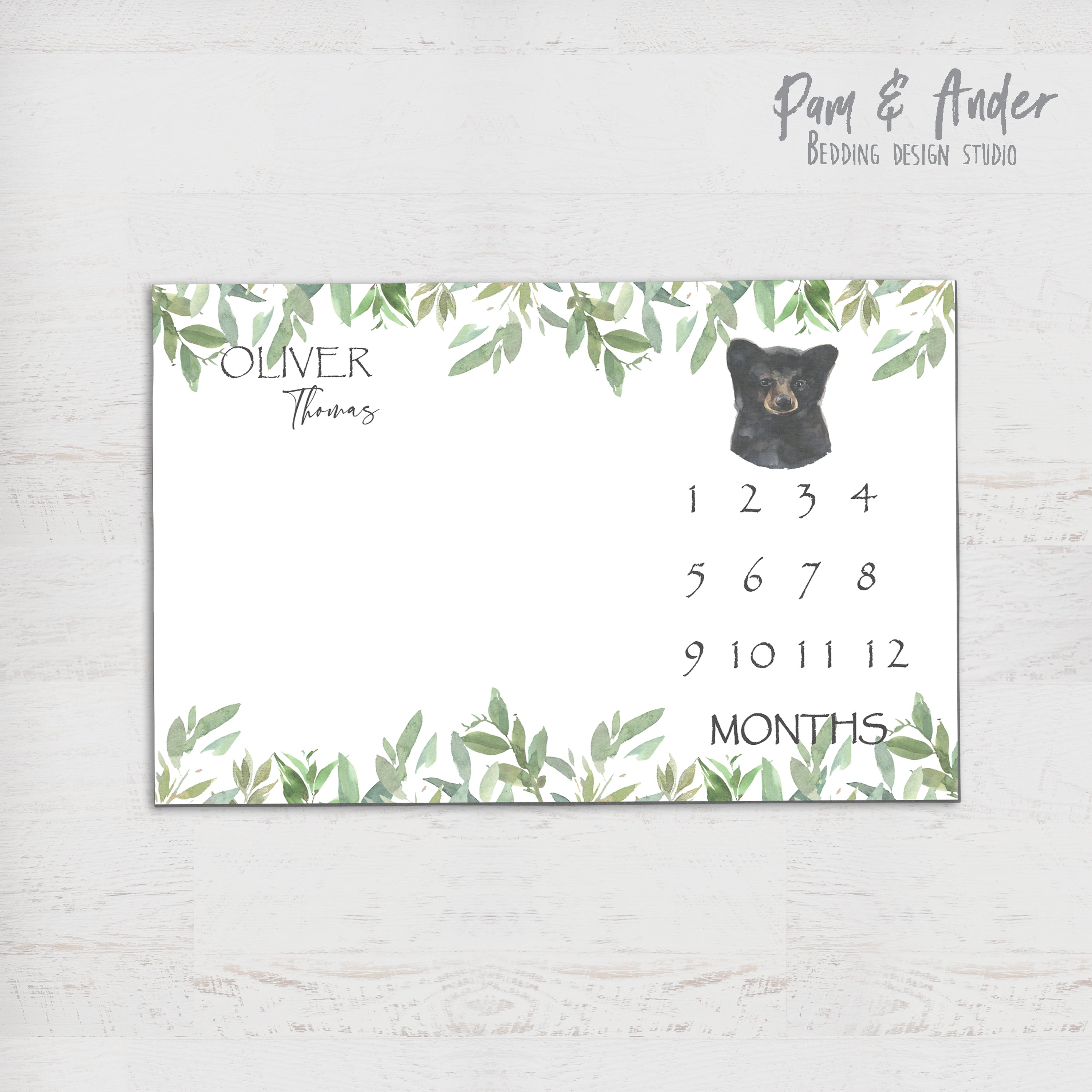 Baby bear milestone blanket