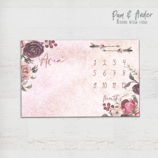 Unicorn boho milestone blanket Hover Image