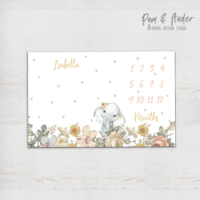 Elephant vintage milestone blanket Hover Image