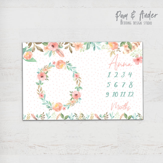 Flower pink milestone blanket Hover Image