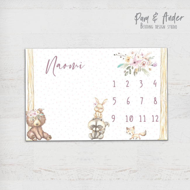 Flower bear milestone blanket Hover Image